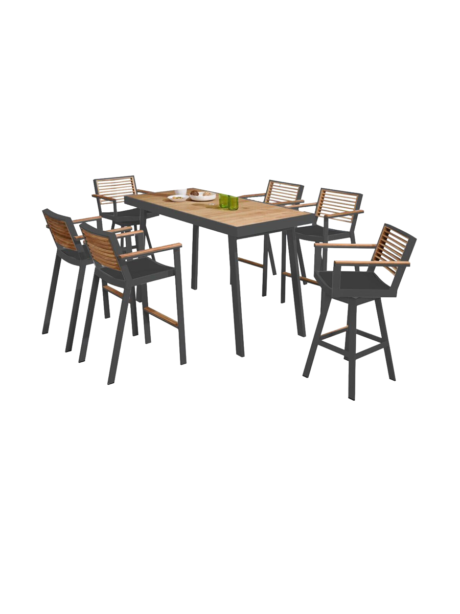 
Premium Outdoor Bar Set "York" 6+1 - Black