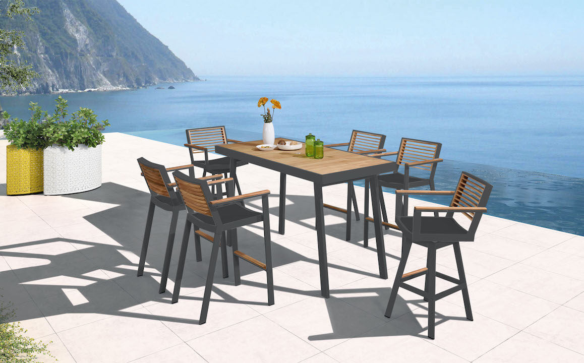 
Premium Outdoor Bar Set "York" 6+1 - Black