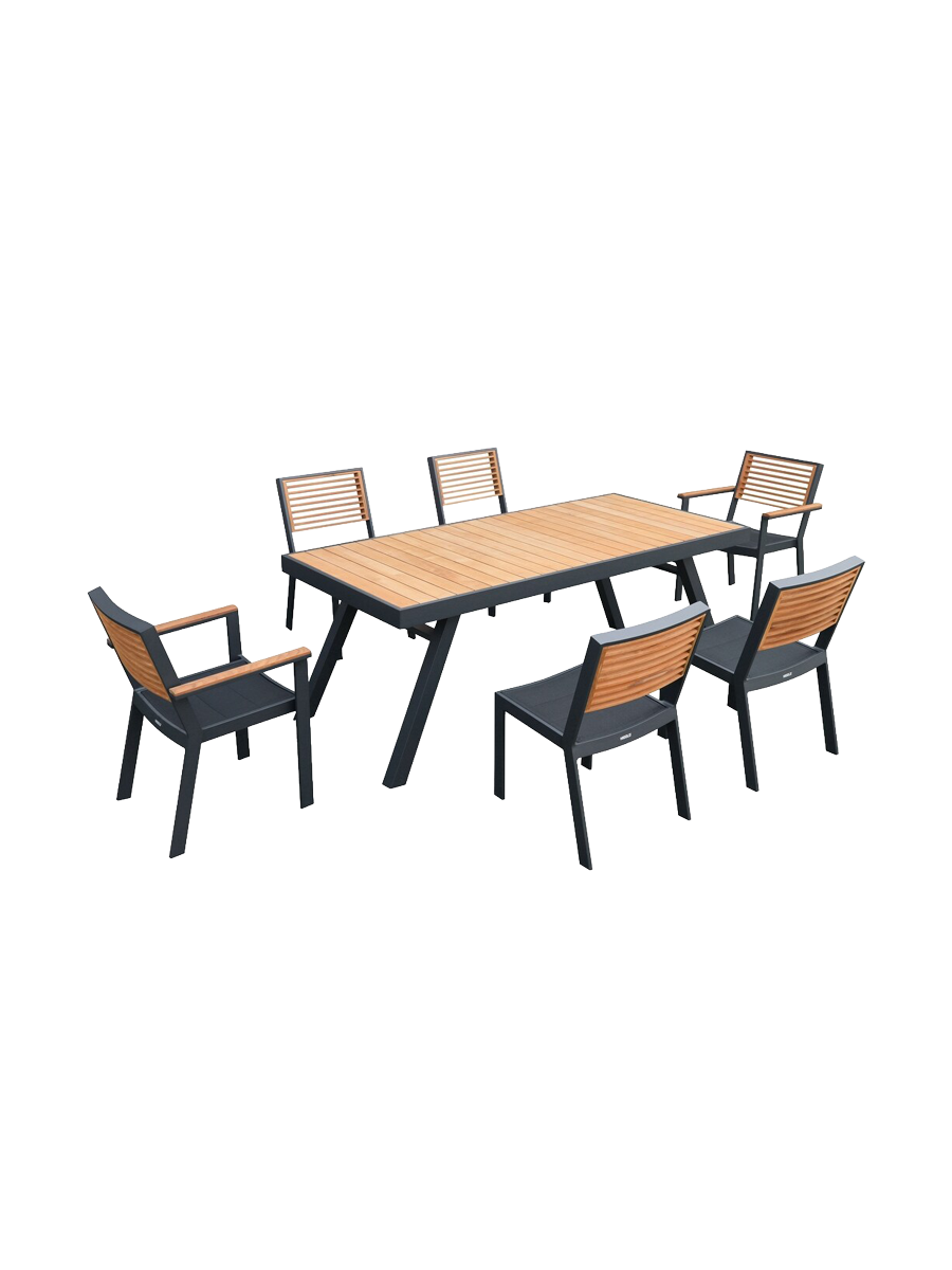 
Ensemble repas de jardin haut de gamme « York » 6+1 - Noir