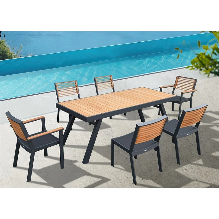 
Ensemble repas de jardin haut de gamme « York » 6+1 - Noir
