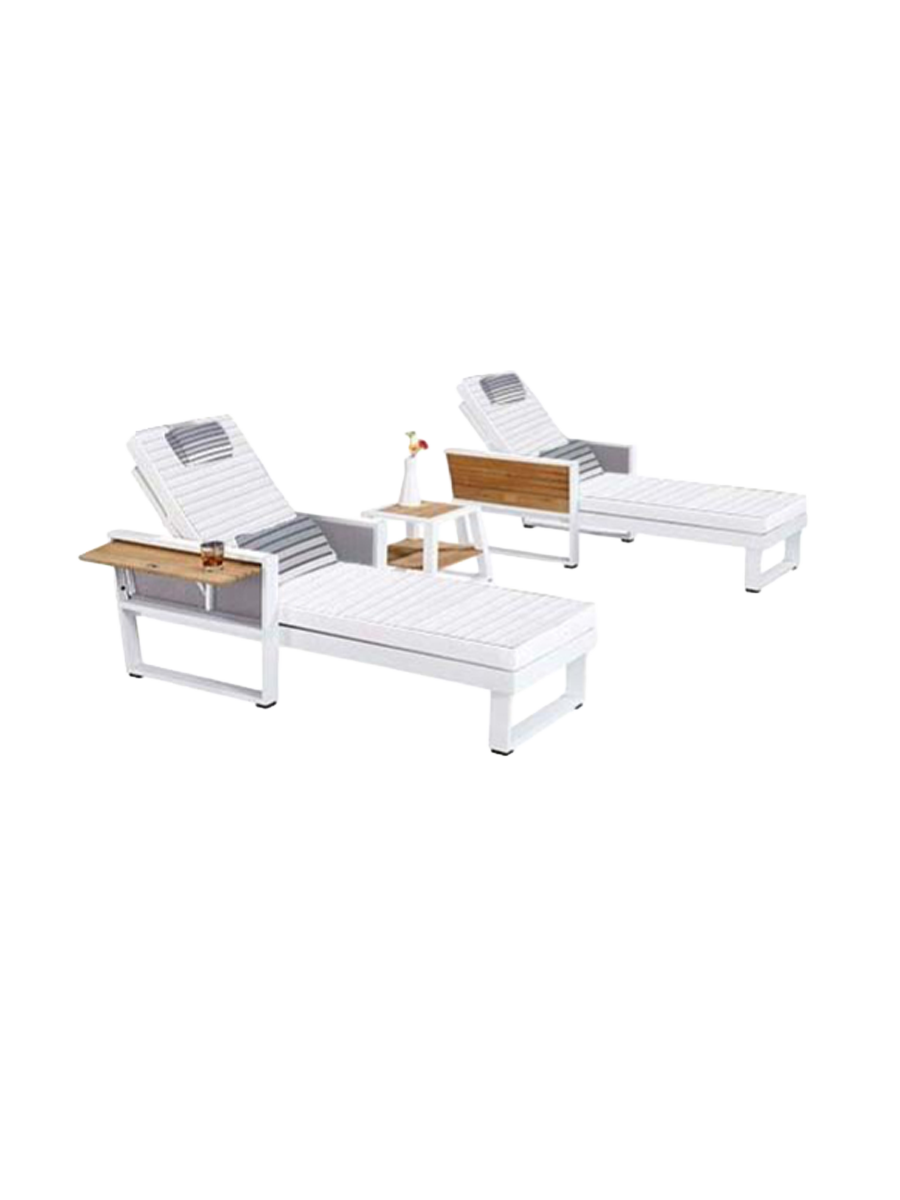
Ensemble de 3 chaises longues de jardin « York » - Blanc
