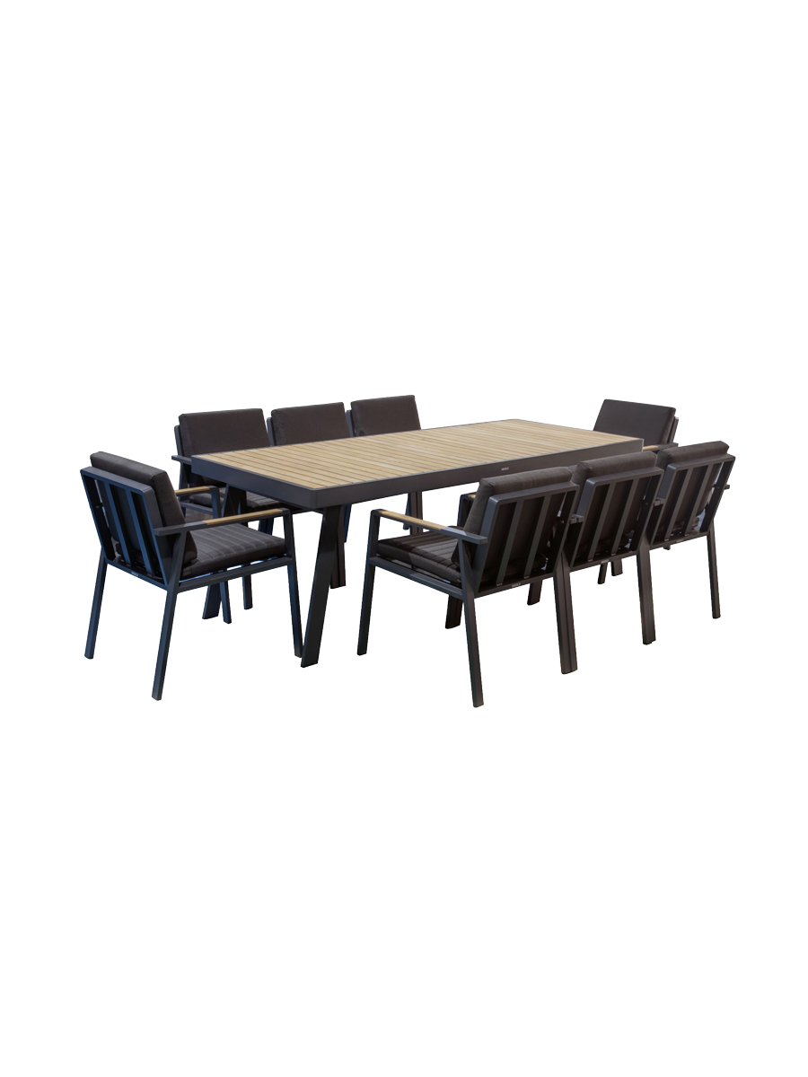 
Premium Outdoor Dining Set "Nofi" 8+1 - Black