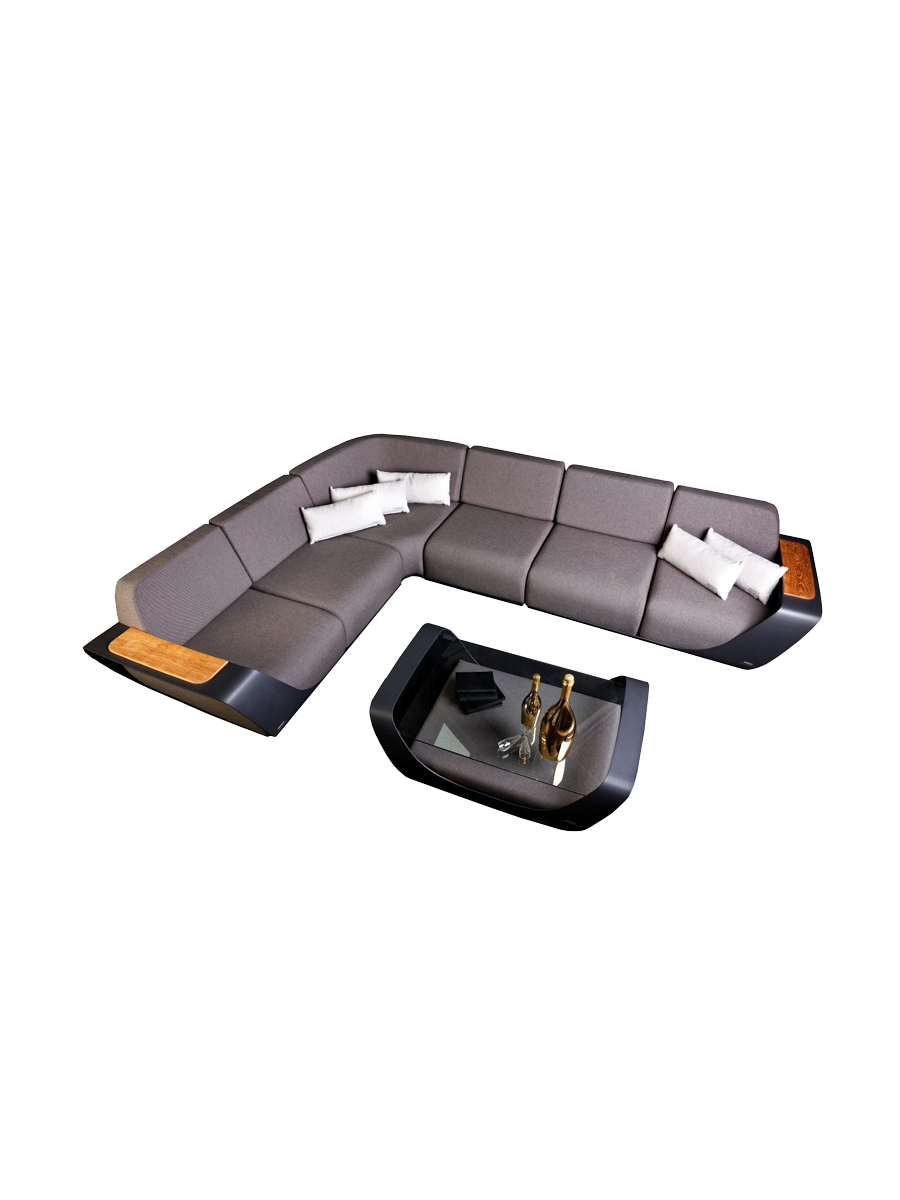 
Grosses Premium Gartenlounge Set „Onda“ - Dunkelgrau/Schwarz
