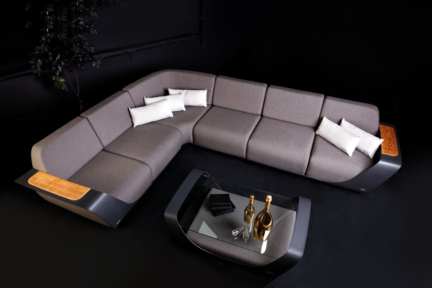 
Grosses Premium Gartenlounge Set „Onda“ - Dunkelgrau/Schwarz