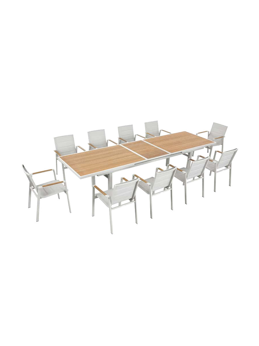 
Large Premium Dining Set "Nofi" 10+1, with extendable table - White