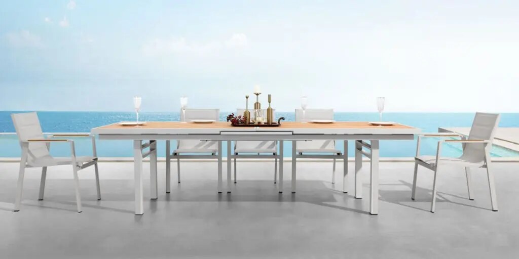 
Large Premium Dining Set "Nofi" 10+1, with extendable table - White
