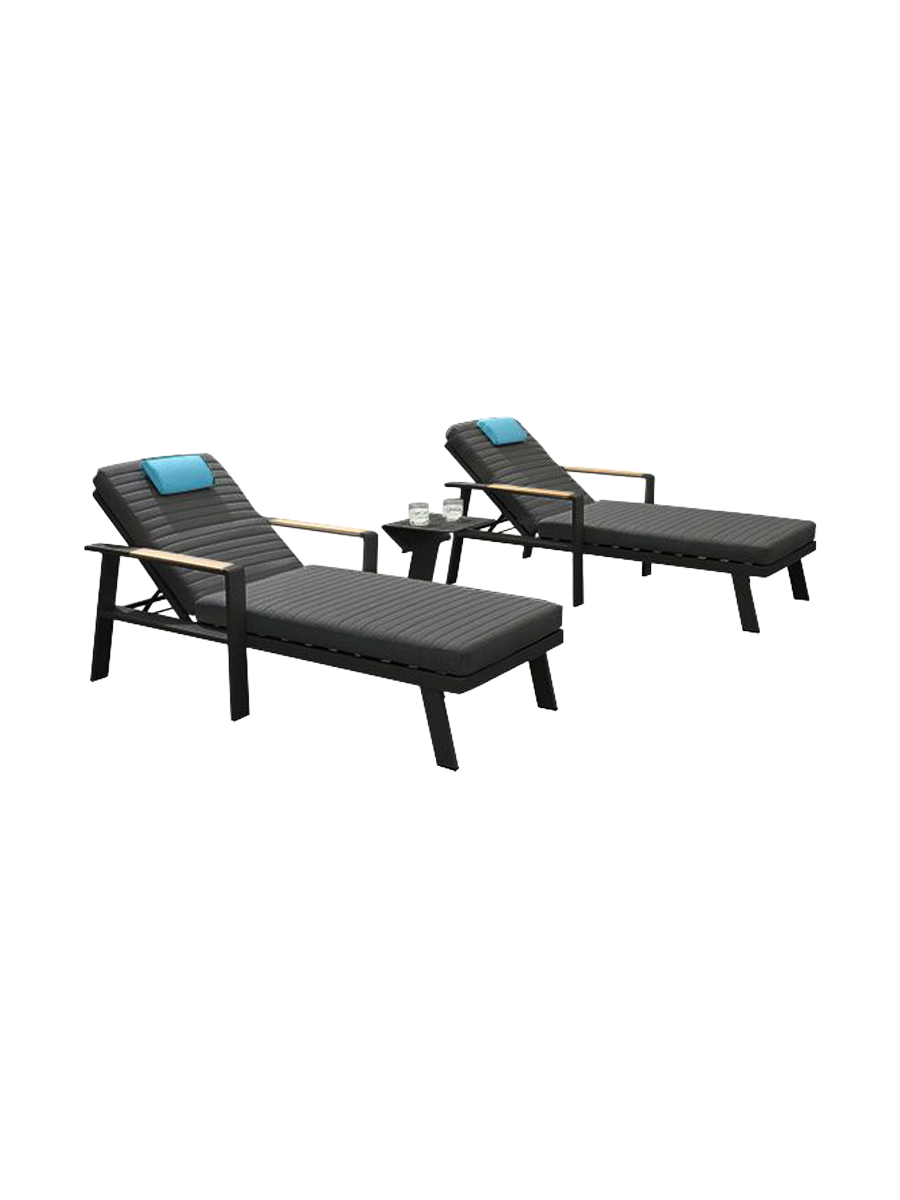 
3-piece premium garden lounger set "Nofi" - Black