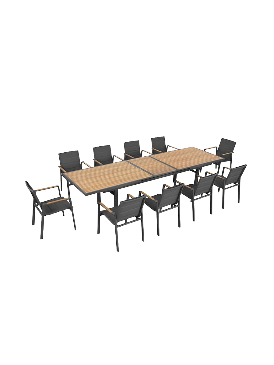 
Large Premium Dining Set "Nofi" 10+1, with extendable table - Anthracite