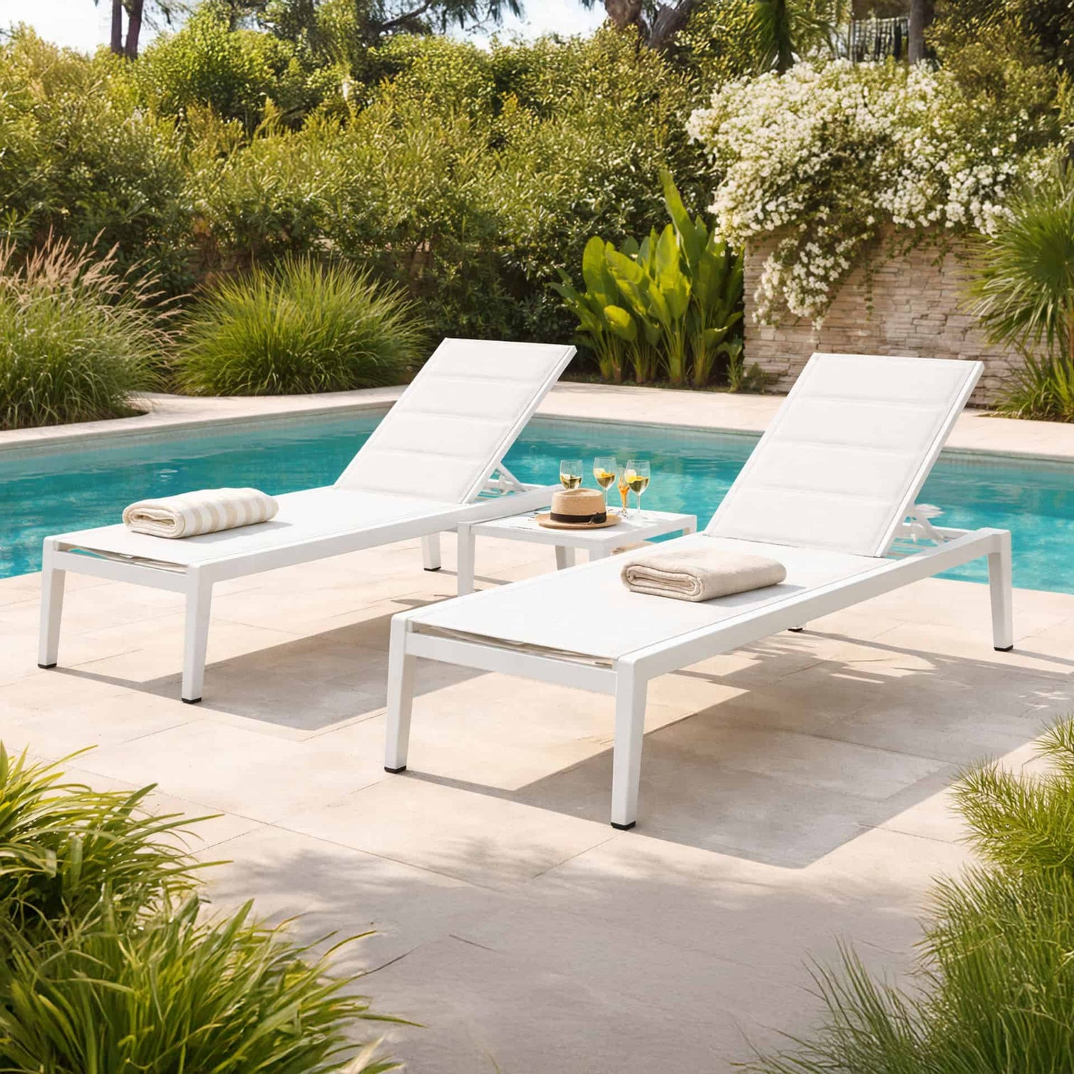 
Premium Garden Lounger "Emoti" - White