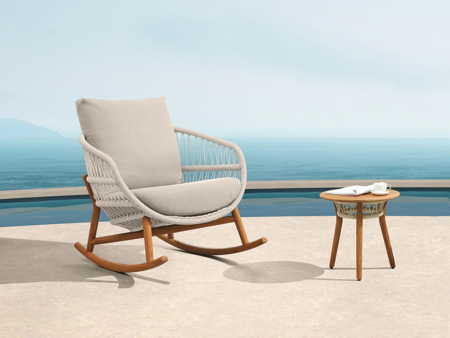 
Fauteuil à bascule d'extérieur premium « Vasca » - Gris taupe clair