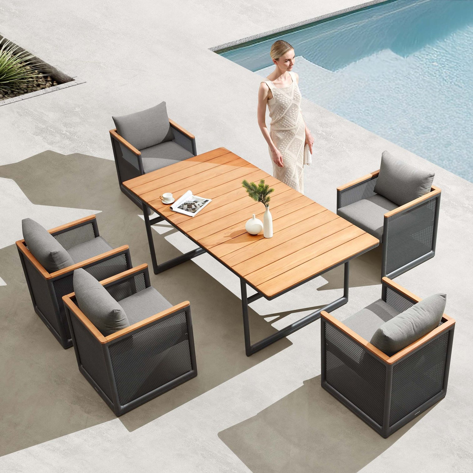 
Ensemble repas d'extérieur Premium « Haven » 6+1