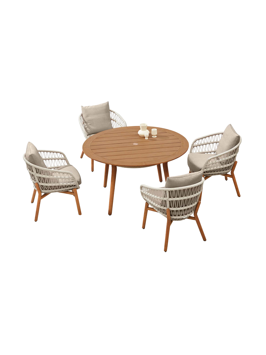 
Ensemble repas d'extérieur premium « Vasca » 4+1 - Gris taupe clair