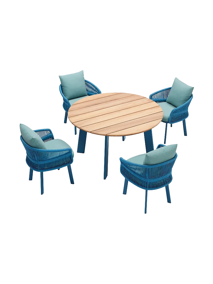 
Premium Outdoor Dining-Set „Aio“ 4+1 - Blau