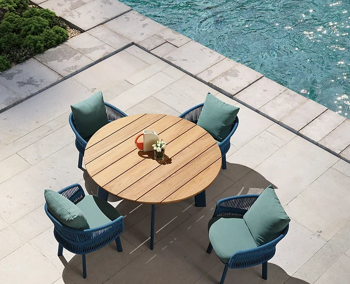 
Premium Outdoor Dining-Set „Aio“ 4+1 - Blau