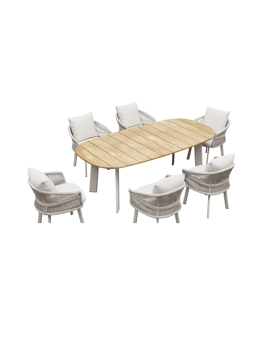 
Premium Outdoor Dining-Set „Aio“ 6+1