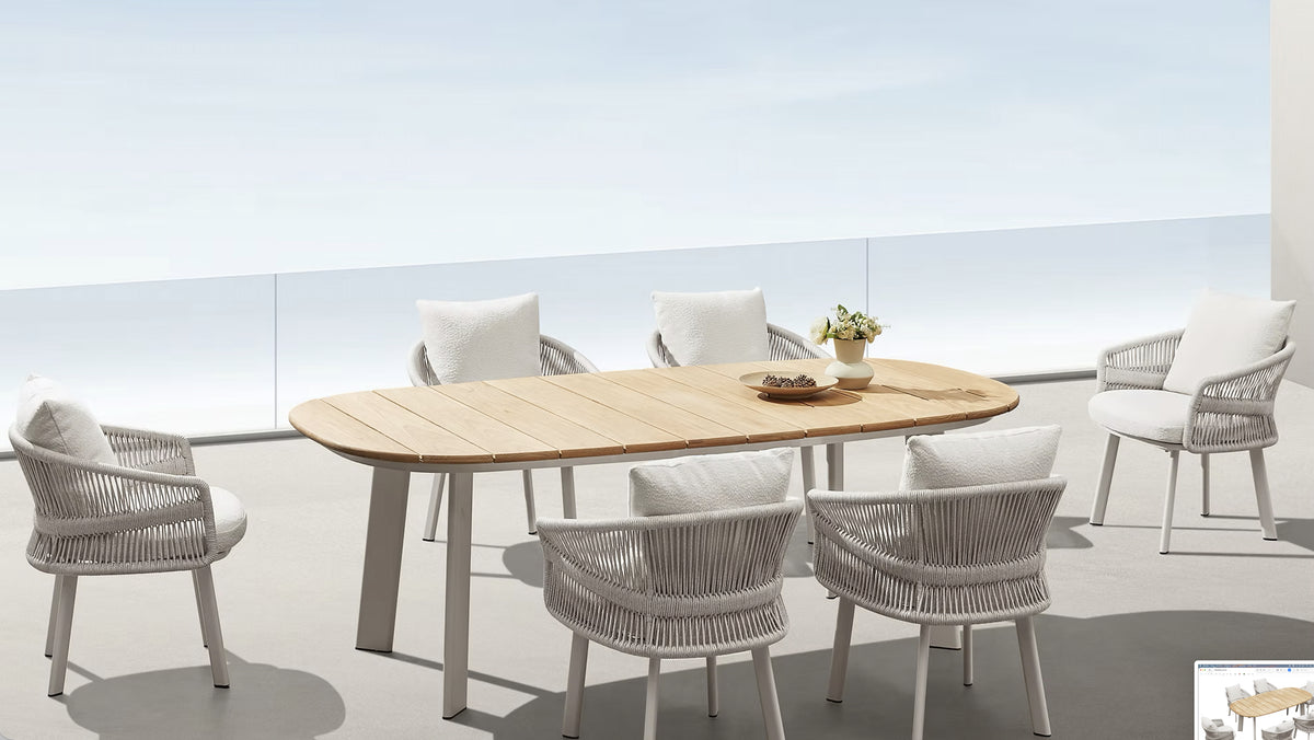 
Premium Outdoor Dining-Set „Aio“ 6+1