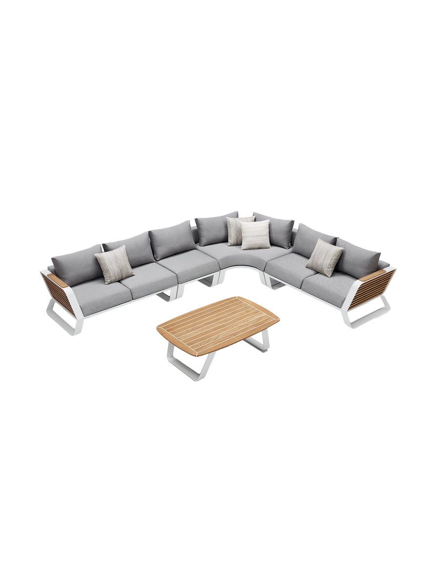 
Grosse Premium Gartenlounge „Wing“ - Rahmen: Weiss, Bezug: Hellgrau