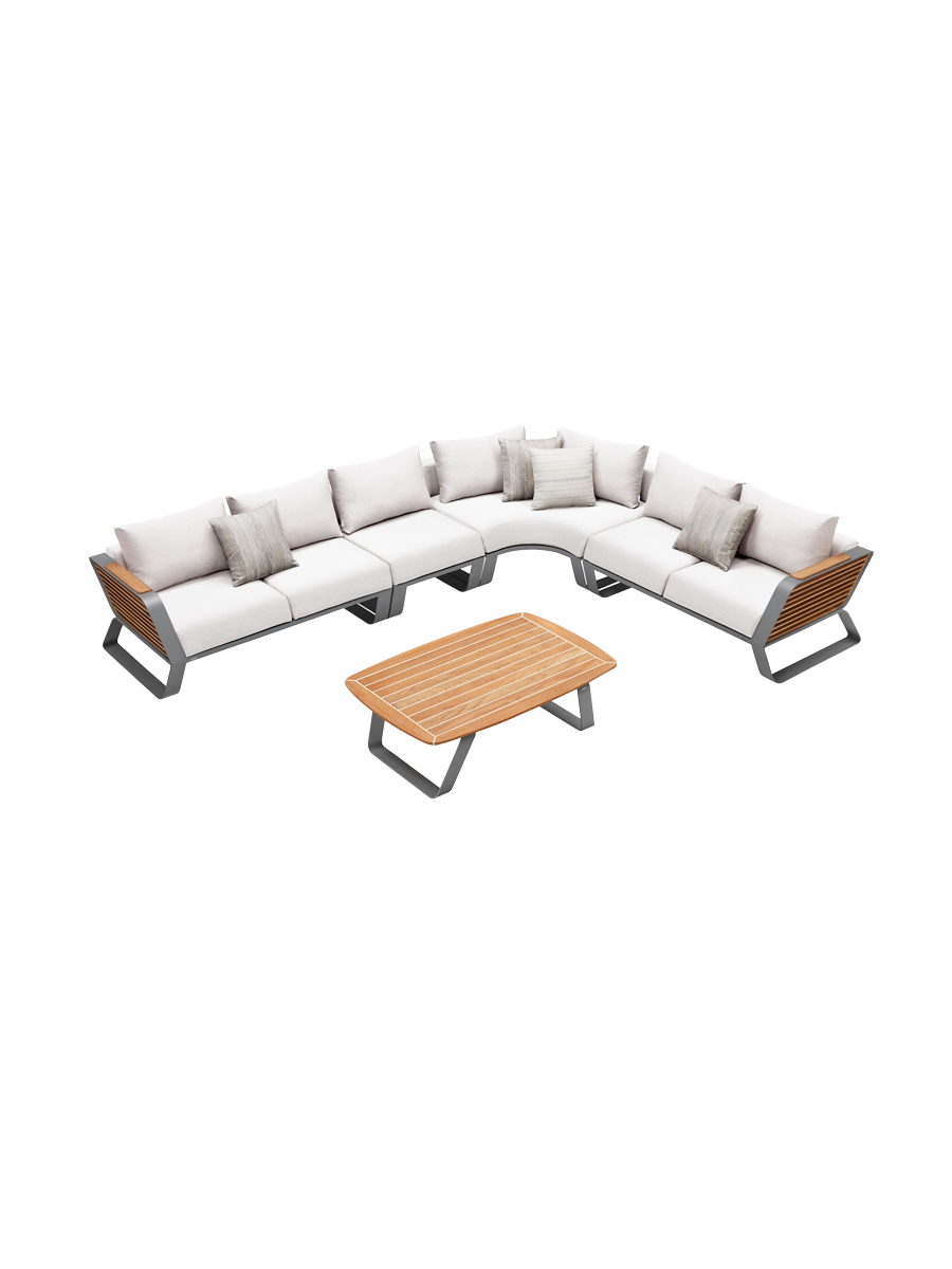
Grosse Premium Gartenlounge „Wing“ - Rahmen: Hellgrau, Bezug: Weiss