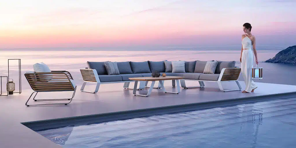 
Grosse Premium Gartenlounge „Wing“ - Rahmen: Hellgrau, Bezug: Weiss