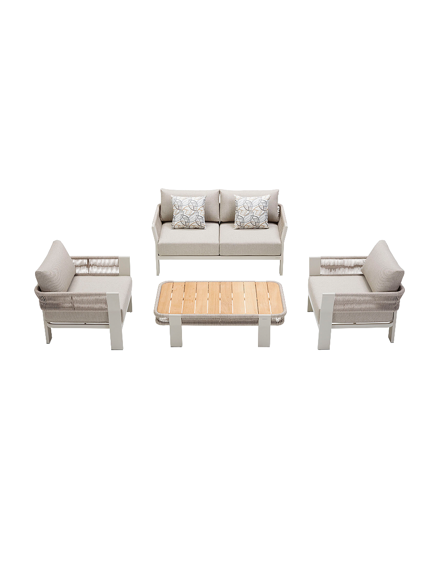 
Ensemble de jardin lounge haut de gamme 4 pièces « Borromeo » - 4 places - Taupe