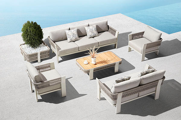 
Ensemble de jardin lounge haut de gamme 4 pièces « Borromeo » - 4 places - Taupe