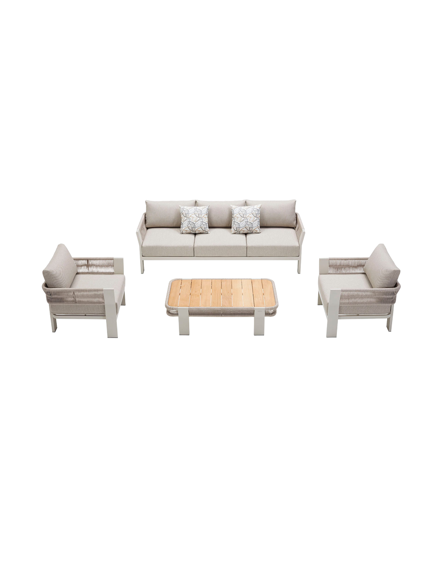 
Ensemble de salon de jardin premium 4 pièces « Borromeo » - 5 places - Taupe