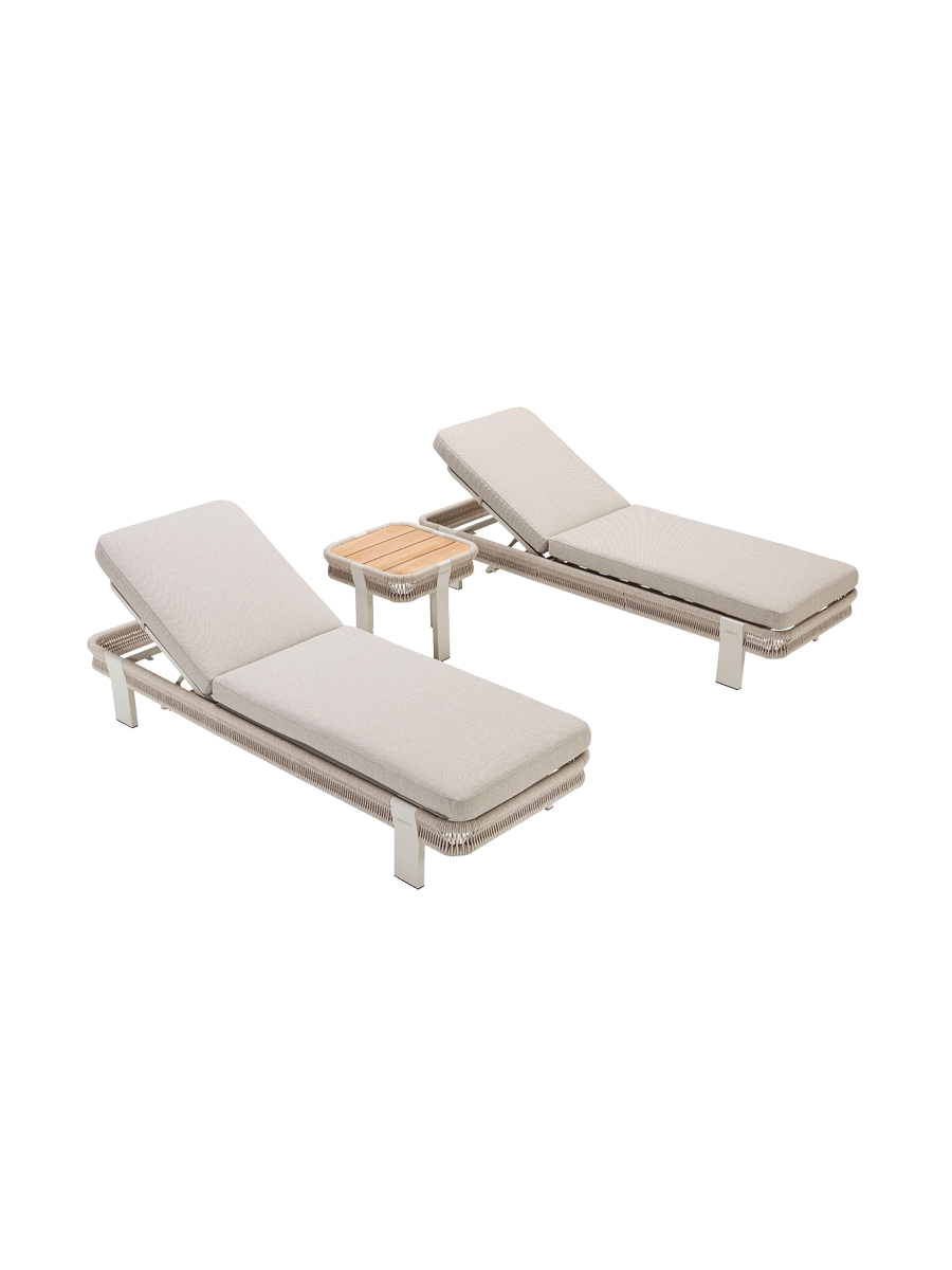 
Ensemble 3 pièces transats de jardin premium « Borromeo » - Taupe