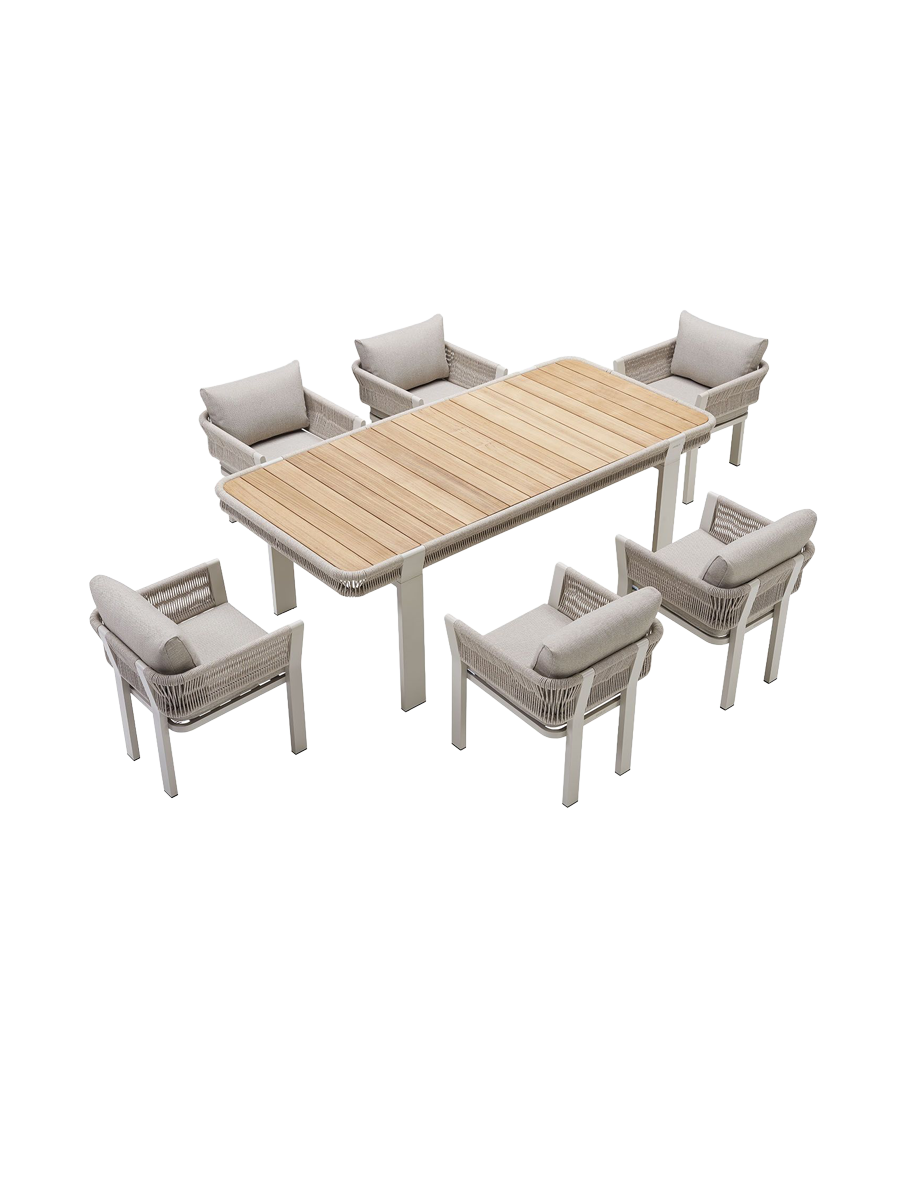 
Ensemble repas de jardin premium "Borromeo" 6+1 - Taupe