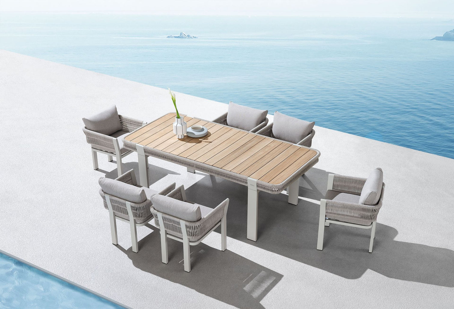 
Ensemble repas de jardin premium "Borromeo" 6+1 - Taupe