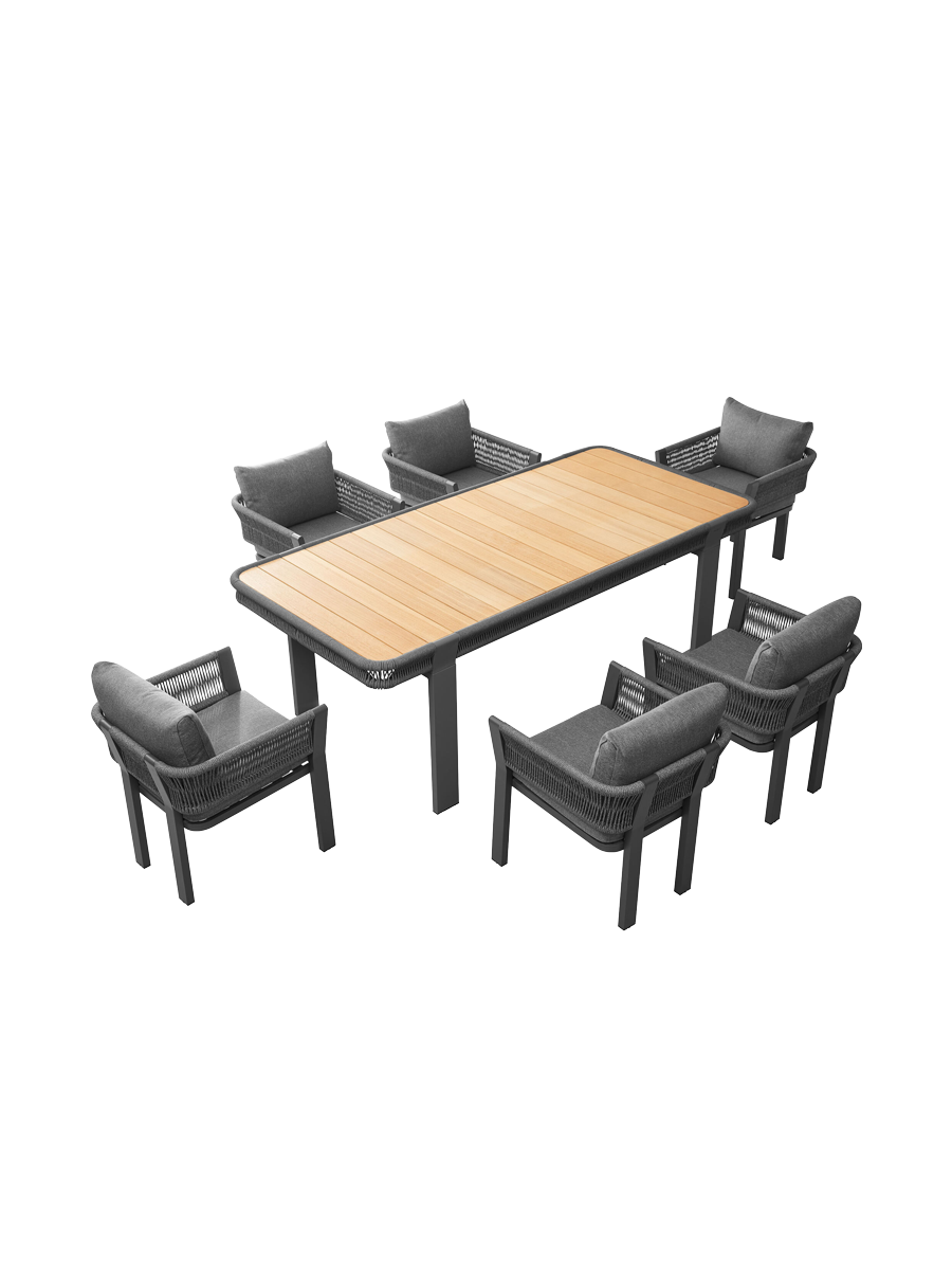 
Ensemble repas de jardin premium "Borromeo" 6+1 - Noir/Gris