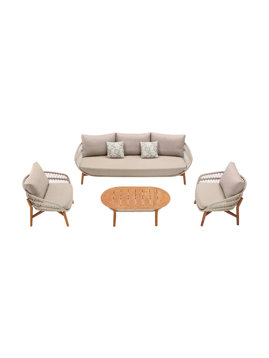 
4-piece "Vasca" Premium Garden Lounge Set - 5 Seater - Light Taupe