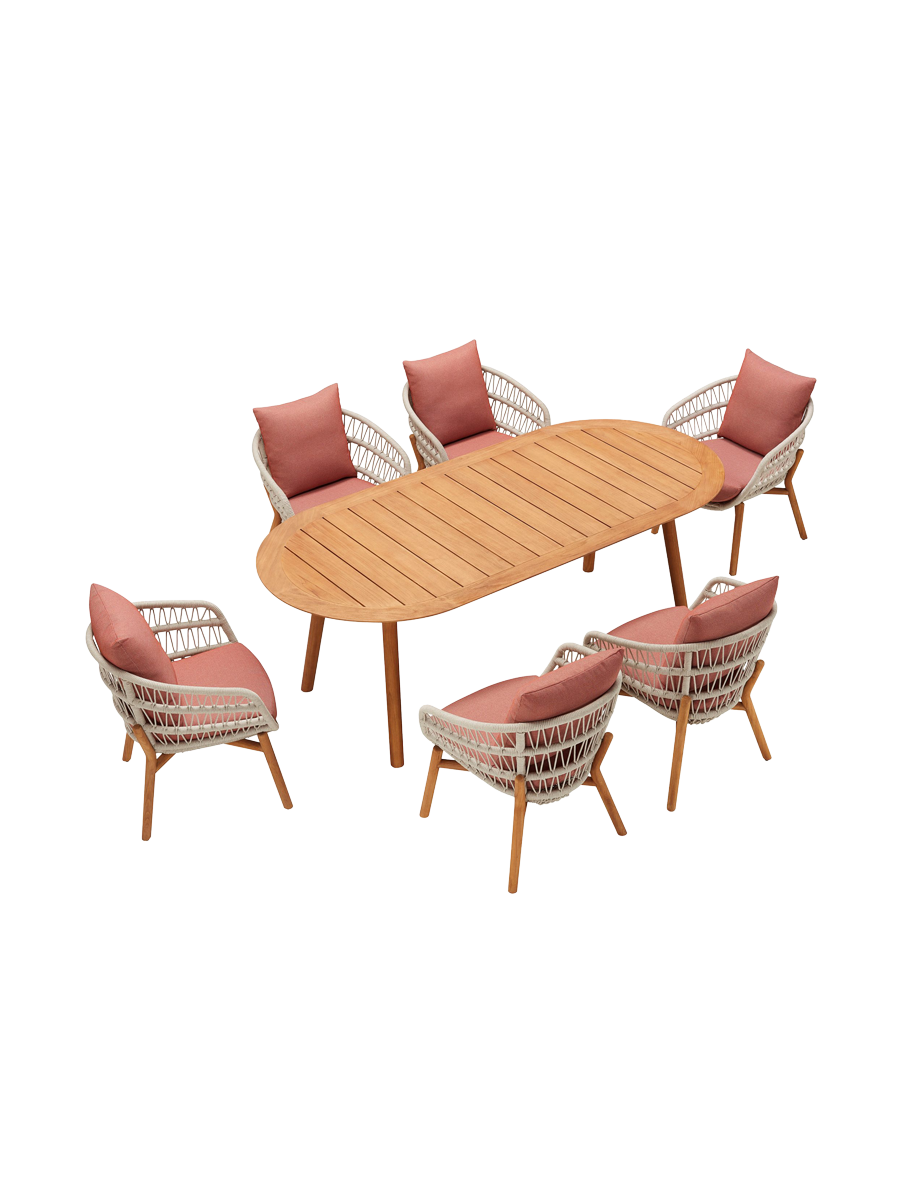 
Ensemble de repas d'extérieur Premium « Vasca » 6+1 - Terre cuite