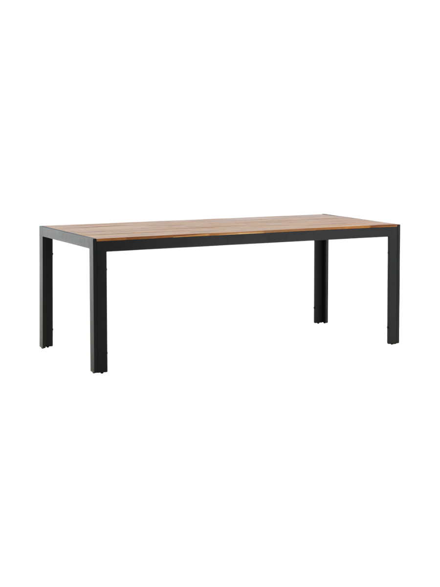 
Gartentisch „Bois“ mit Akazien-Tischplatte, 205 x 90 cm - Schwarz / Natural