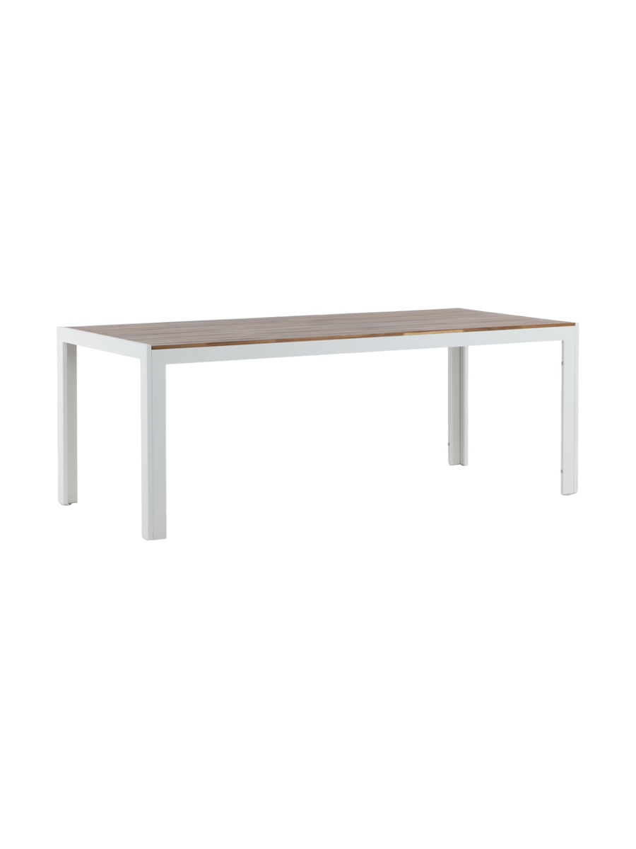 
Gartentisch „Bois“ mit Akazien-Tischplatte, 205 x 90 cm - Weiss / Natural