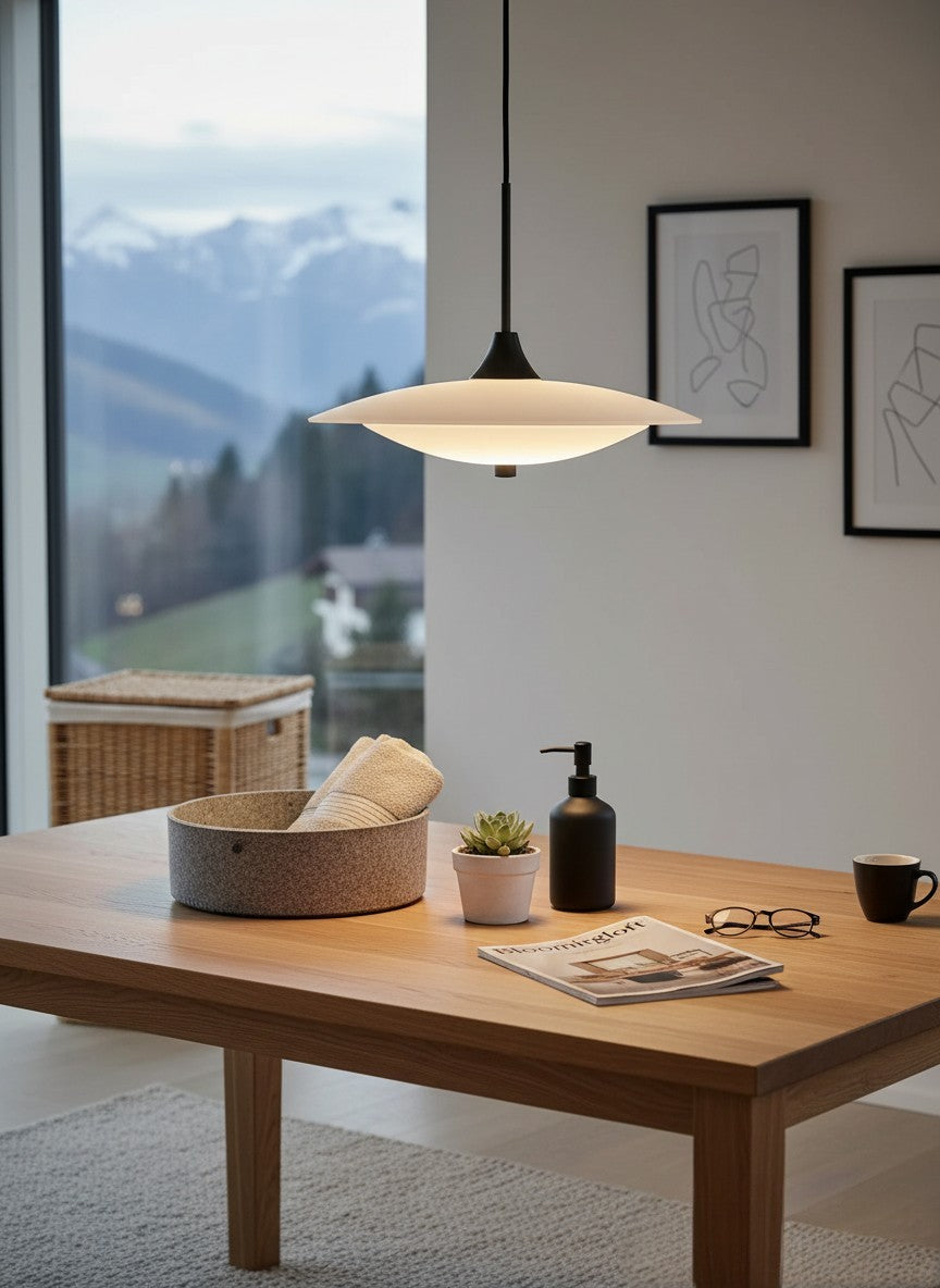 
Designer Pendant Lamp "Baroni" - Opal, Black / ø 40cm