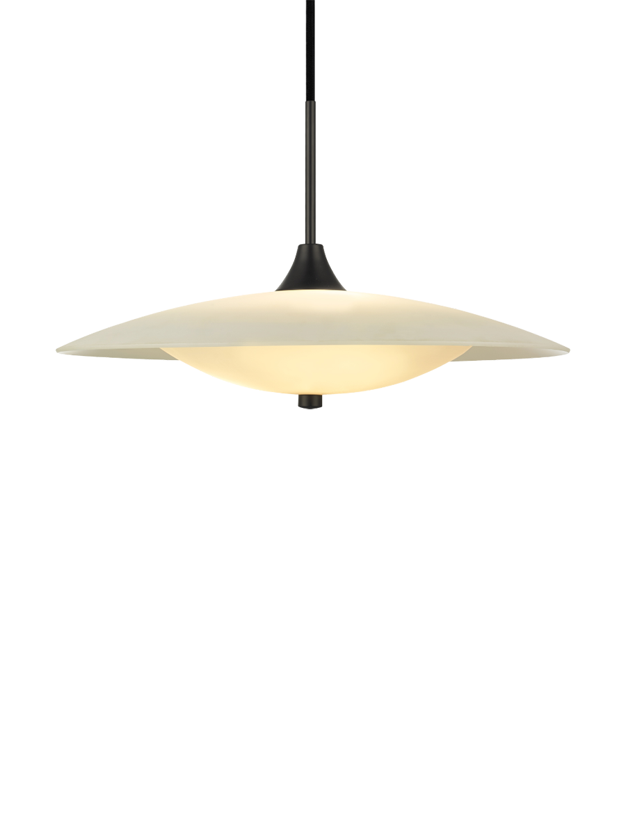 
Lampada a sospensione di design "Baroni" - Opale, Nero / ø 46cm