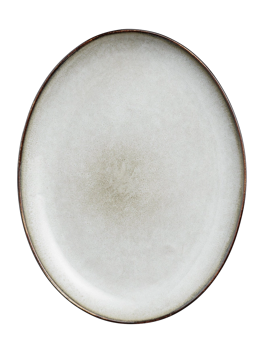 
Handmade oval dinner plate "Amera" - Grey