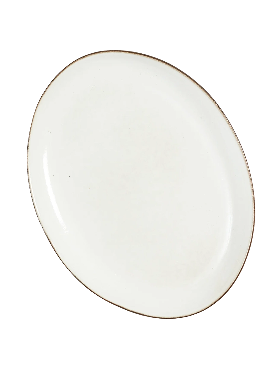 
Handmade oval dinner plate "Amera" - Beige