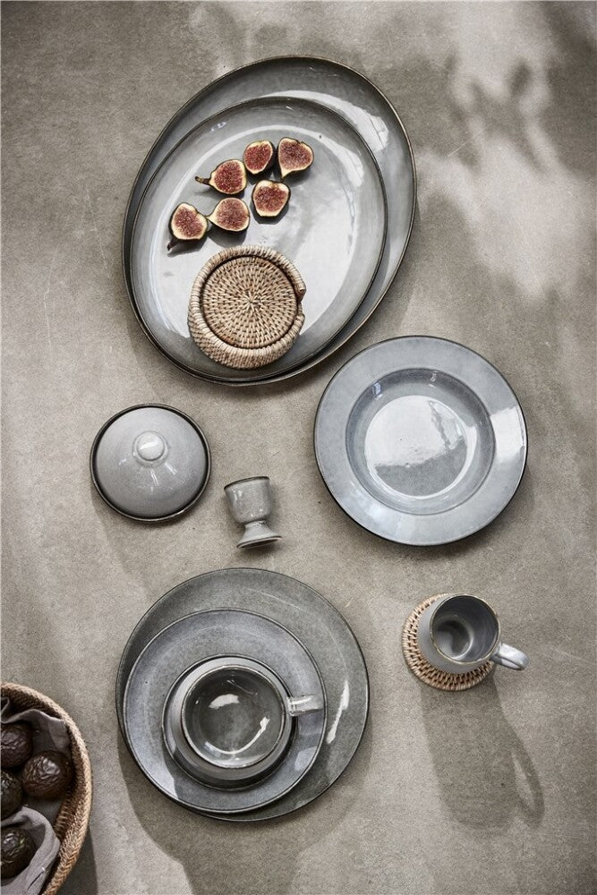 
Handmade Soup & Pasta Plate "Amera" - Grey