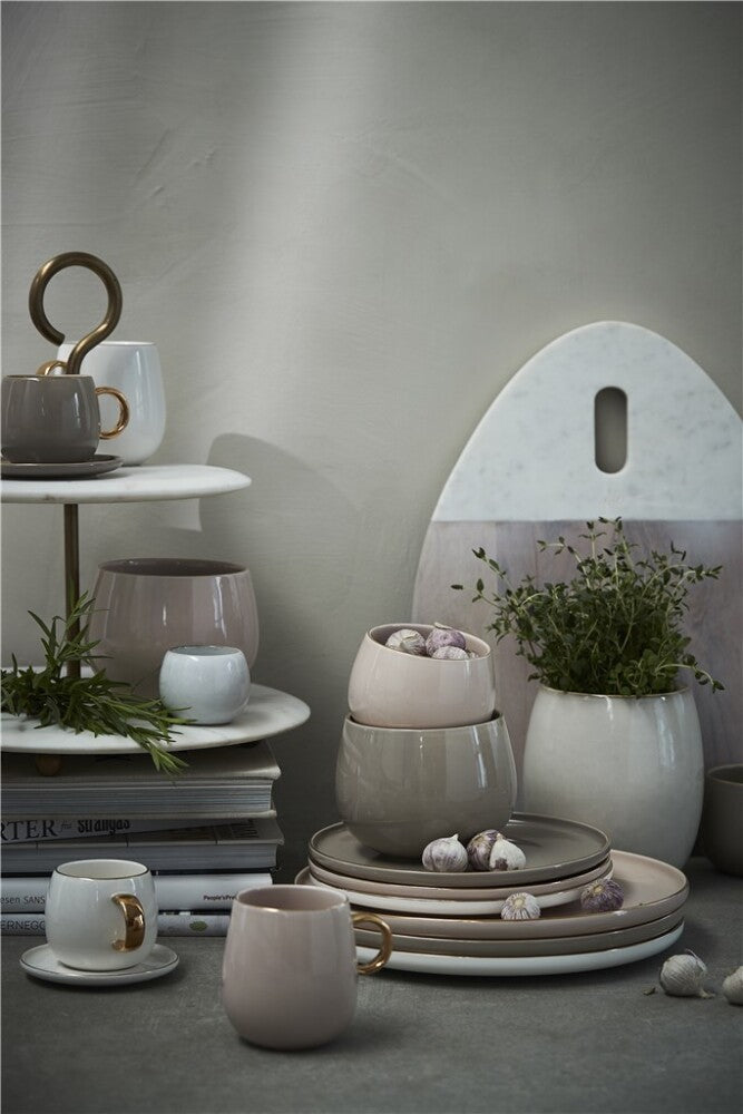
Dinner plate "Clara" with gold rim Ø 26 cm (6 pieces) - Taupe/Gold