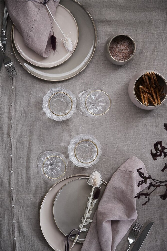 
Clara Salad and Dessert Plates with Gold Rim, Set of 6 - Taupe