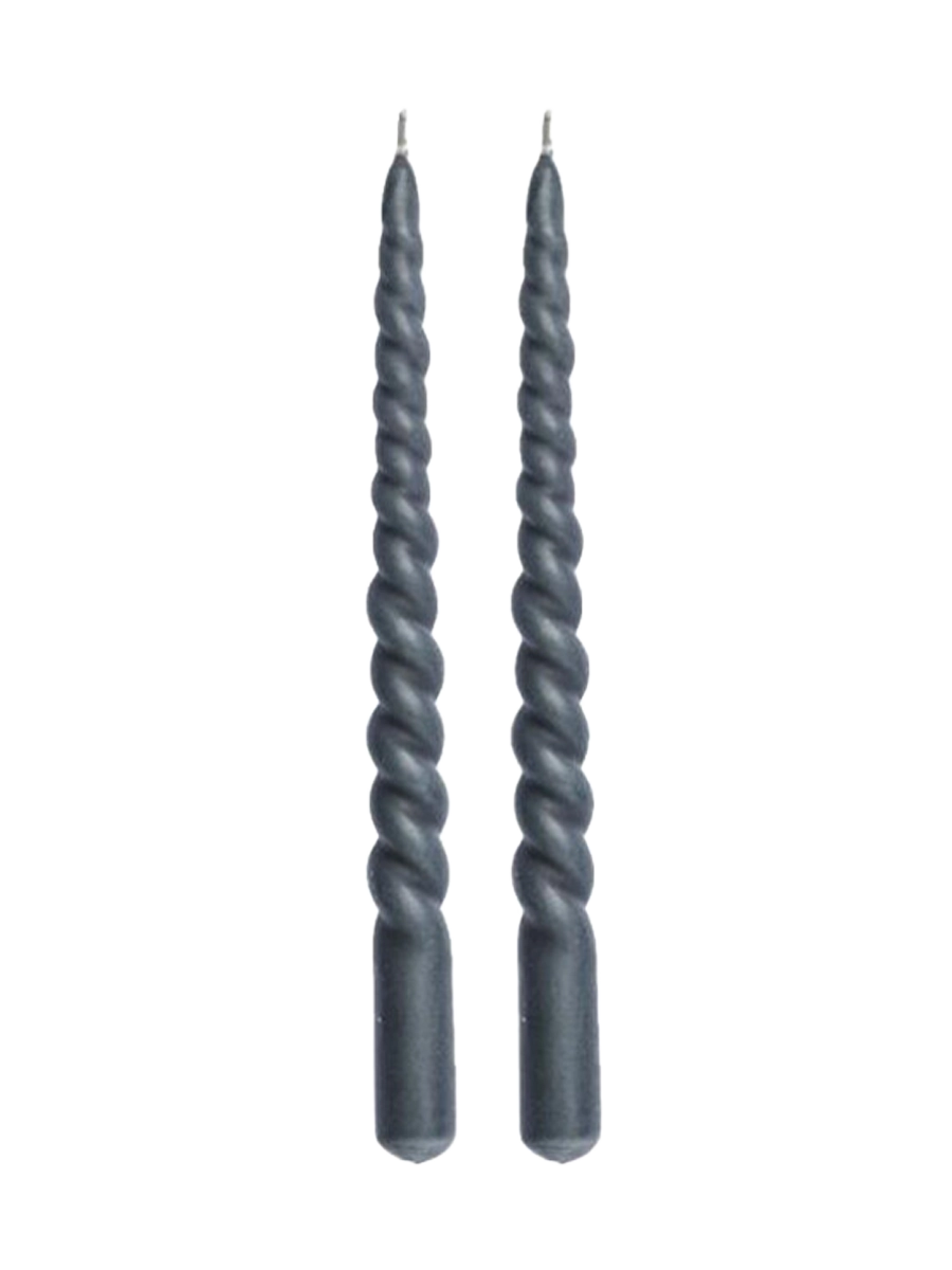 
Set of 2 Designer Candles "Twistet" - Dark grey