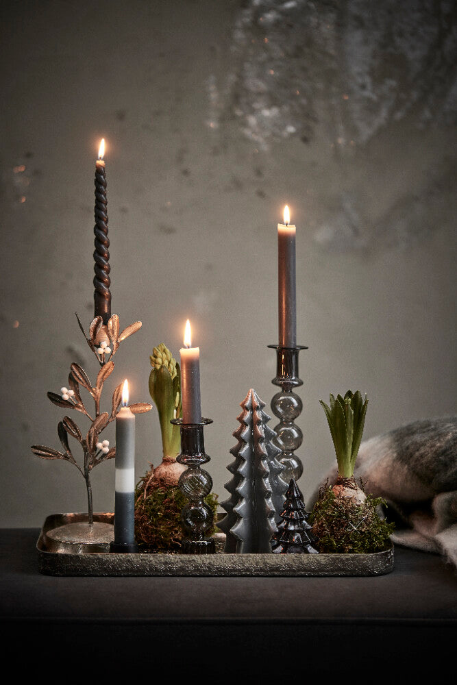 
Set of 2 Designer Candles "Twistet" - Dark grey