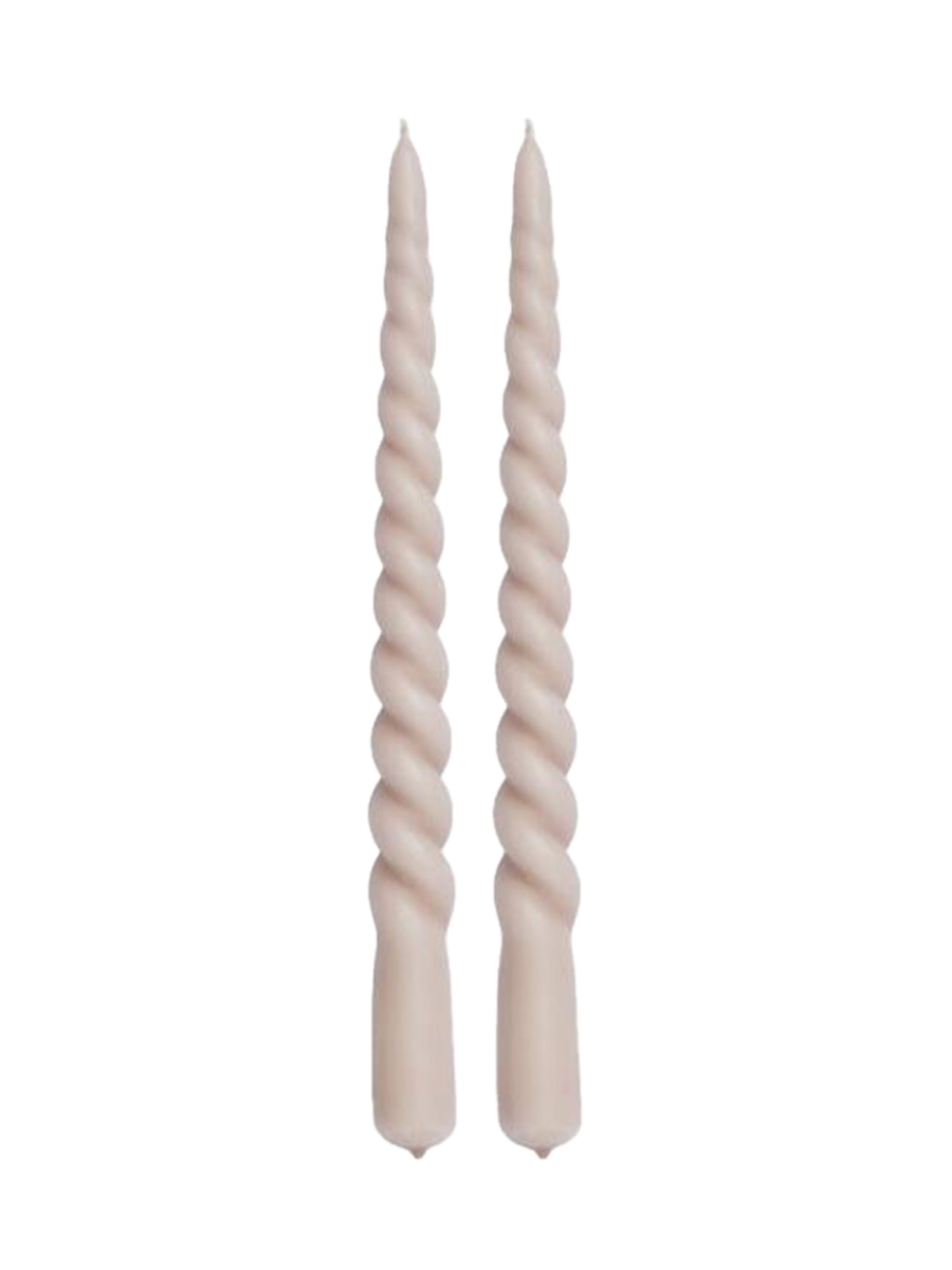 
Set of 2 Designer Candles "Twistet" - Rose pink