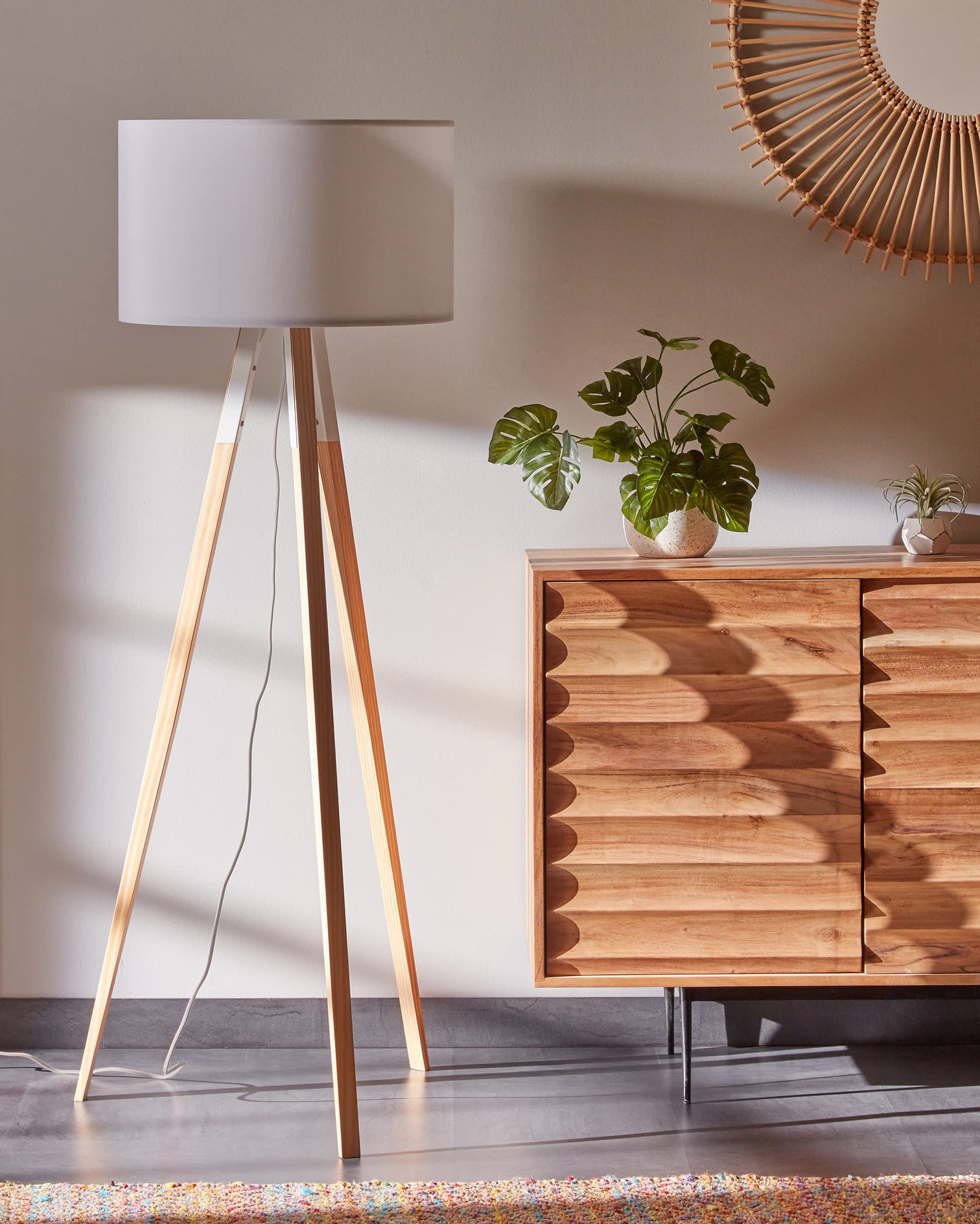 
Lampadaire de qualité « Igua » - Blanc / Naturel