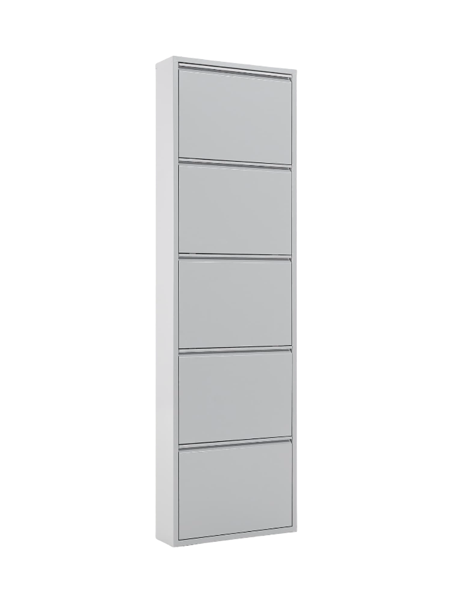 
"Odeo" metal shoe cabinet - Grey / 5-door