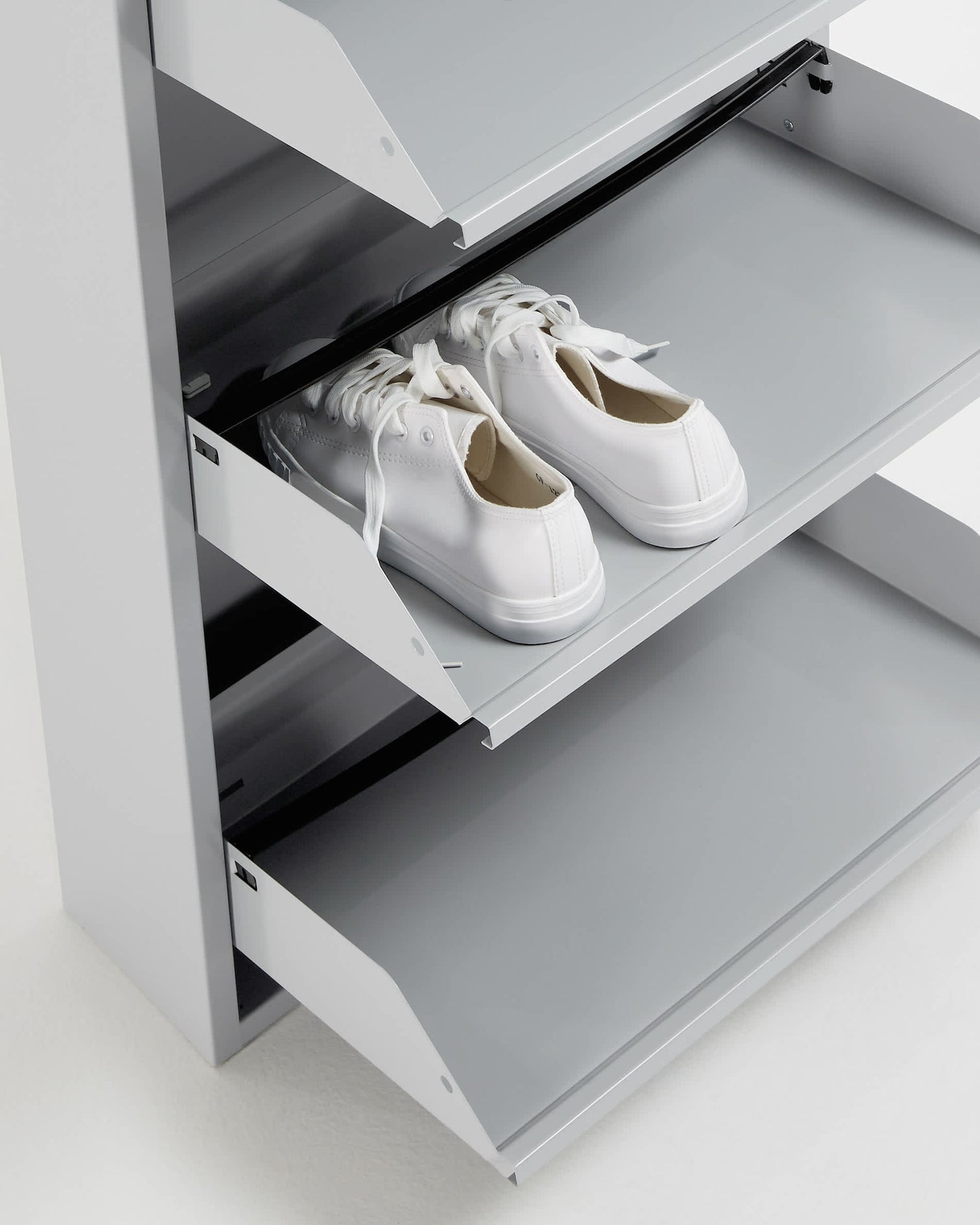 
"Odeo" metal shoe cabinet - Grey / 4-door