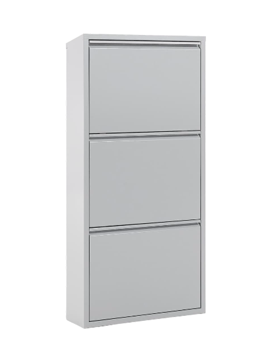 
"Odeo" metal shoe cabinet - Grey / 3-door