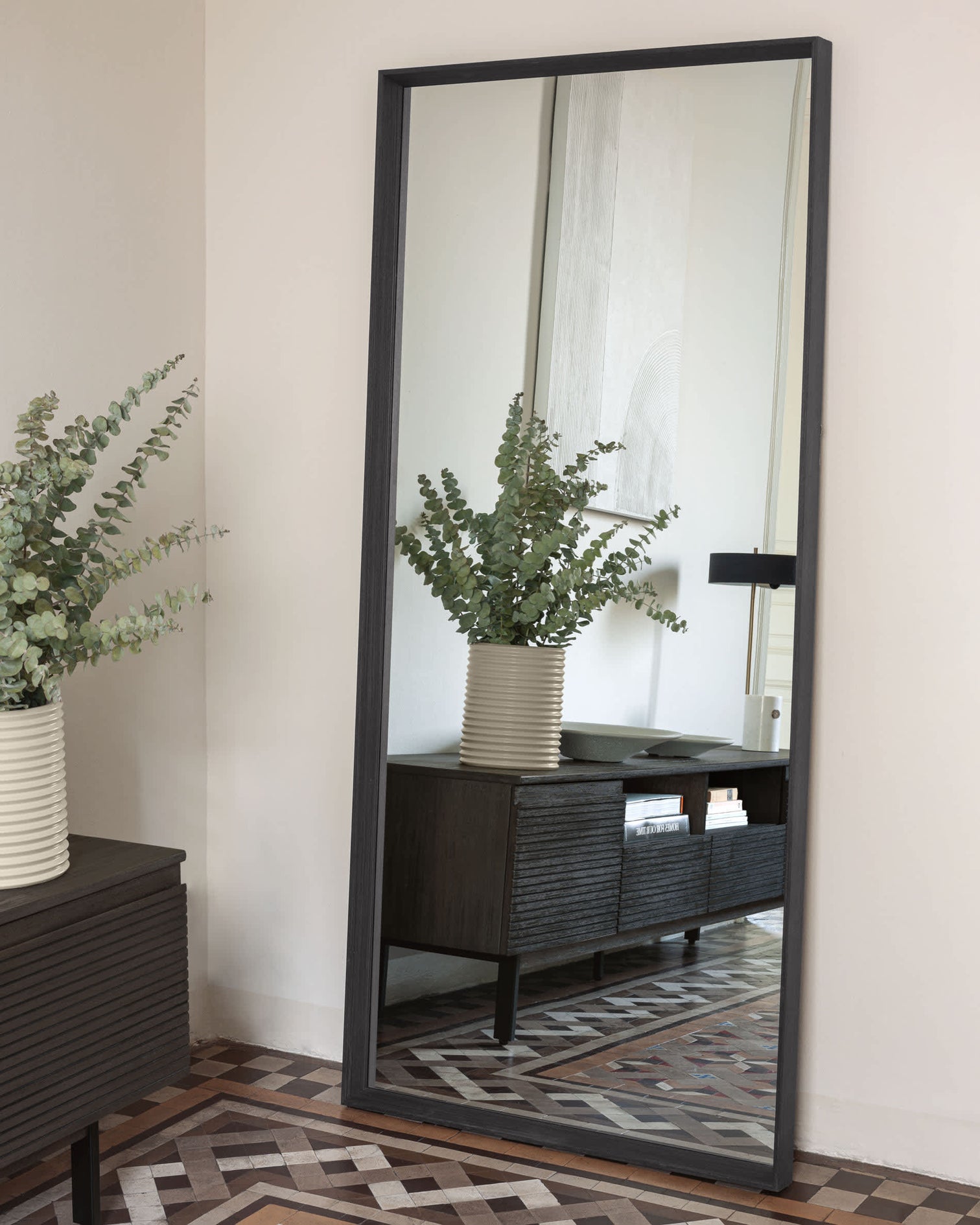 
Large Wall Mirror "Yvonne 3D" - Dark wood