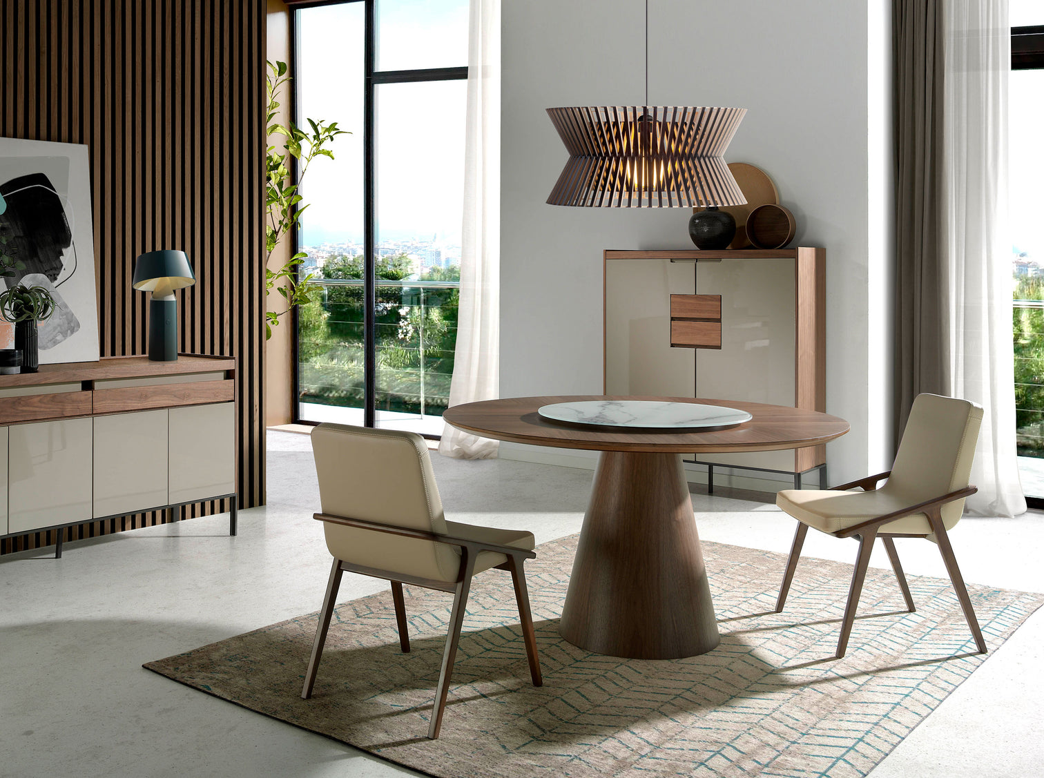 
Round Designer Dining Table "Diego" with Central Lazy Susan